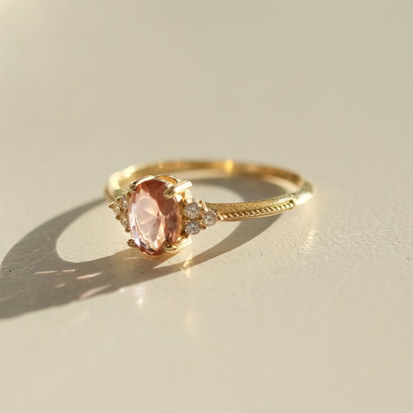 Zultanite Gemstone Delicate Elegant Ring/ Gold Solitaire Unique Proposal Ring/ Minimalist Dainty Rings/ Everyday Handmade Jewelry