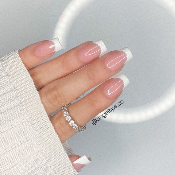 Short white 2024 french tip nails