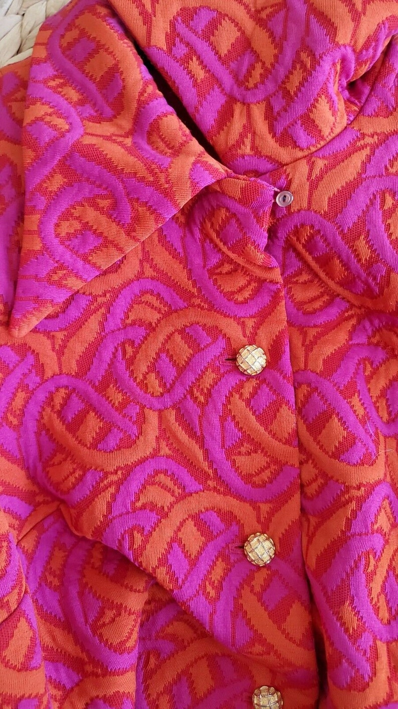 Vintage 60s 70s PSYCHEDELIC Quilted Jacket Coat MOD Hippie Op Art Neon Day Glow DAYGLO image 9