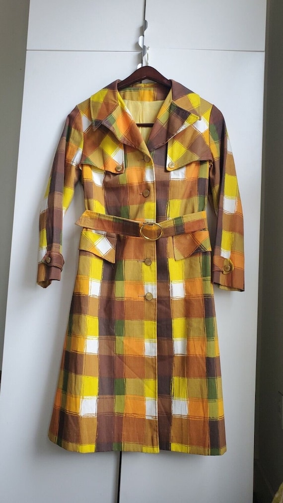 Vintage 60s 70s Fall Autumn Plaid MOD Jacket Coat 