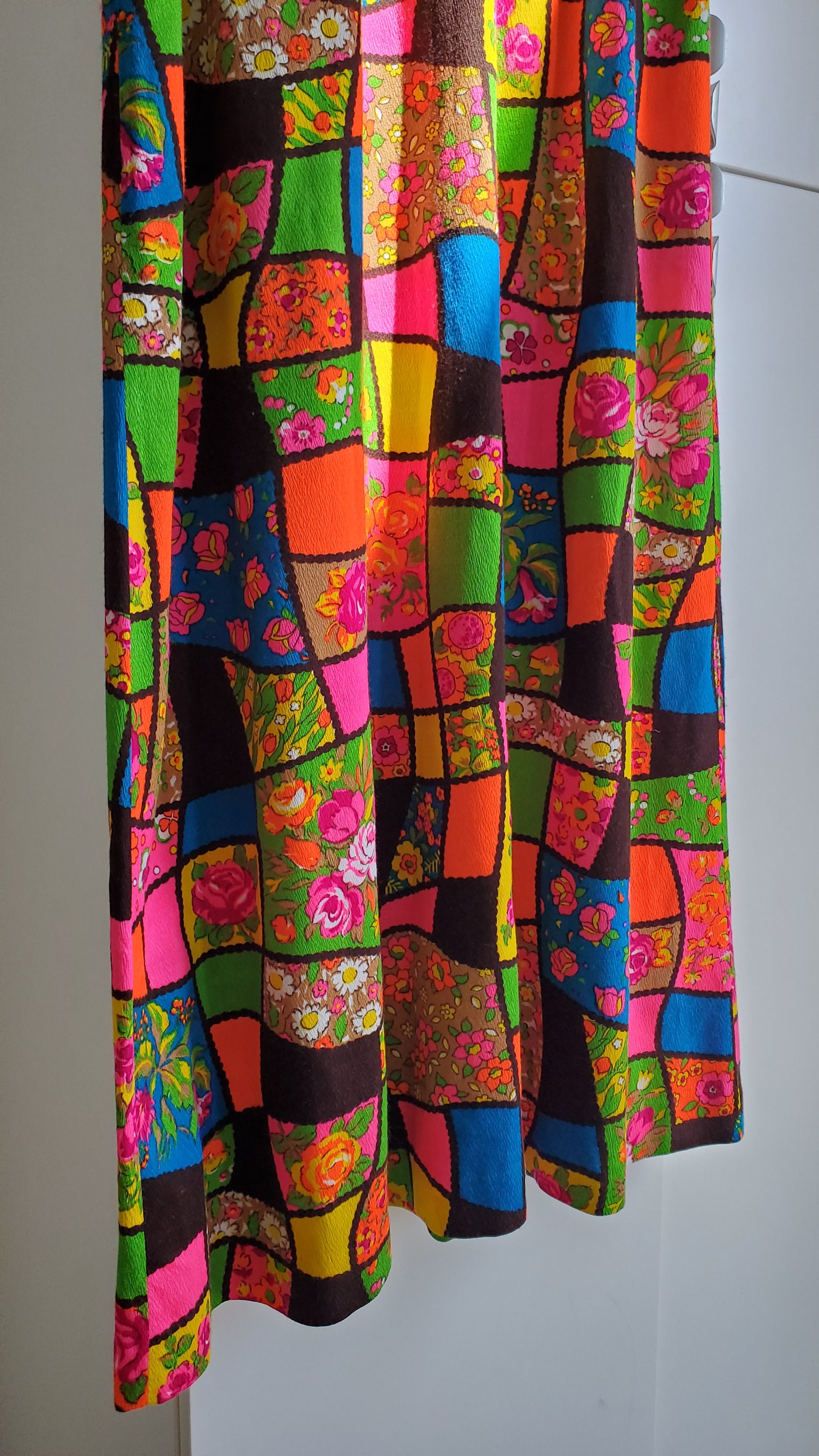 Vintage 60s 70s Kaftan PSYCHEDELIC Caftan PATCHWORK Dress Hippie ...