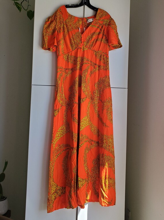 Vintage 60s Sa-Ne PSYCHEDELIC Floral Flutter Maxi… - image 5