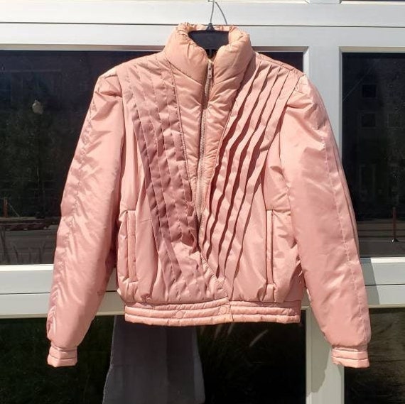 Vintage 80's Dusty Rose Puffer Jacket 80s Puffy J… - image 1