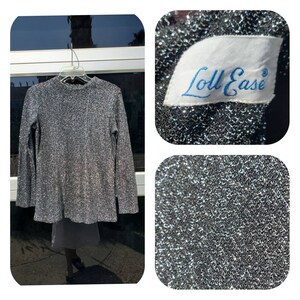 ICONIC Vintage 1970's LOLL EASE Lurex Metallic Disco Tunic Top Blouse 1970s 70s Talon Zipper Glam Rock 70's Small Medium Blouse Long Sleeves