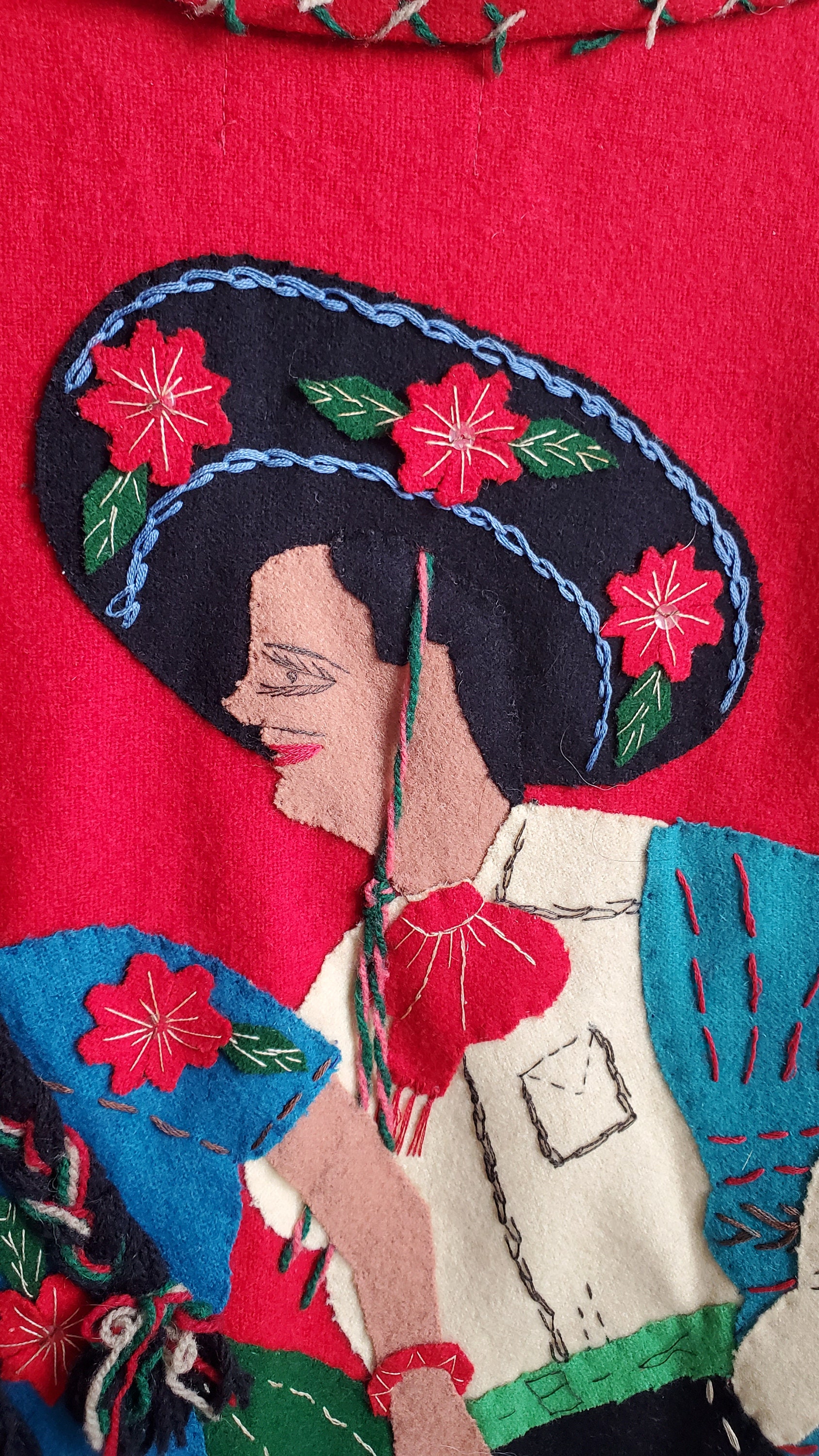 Vintage 40s Mexican Souvenir Tourist Jacket Wool Sweater Novelty