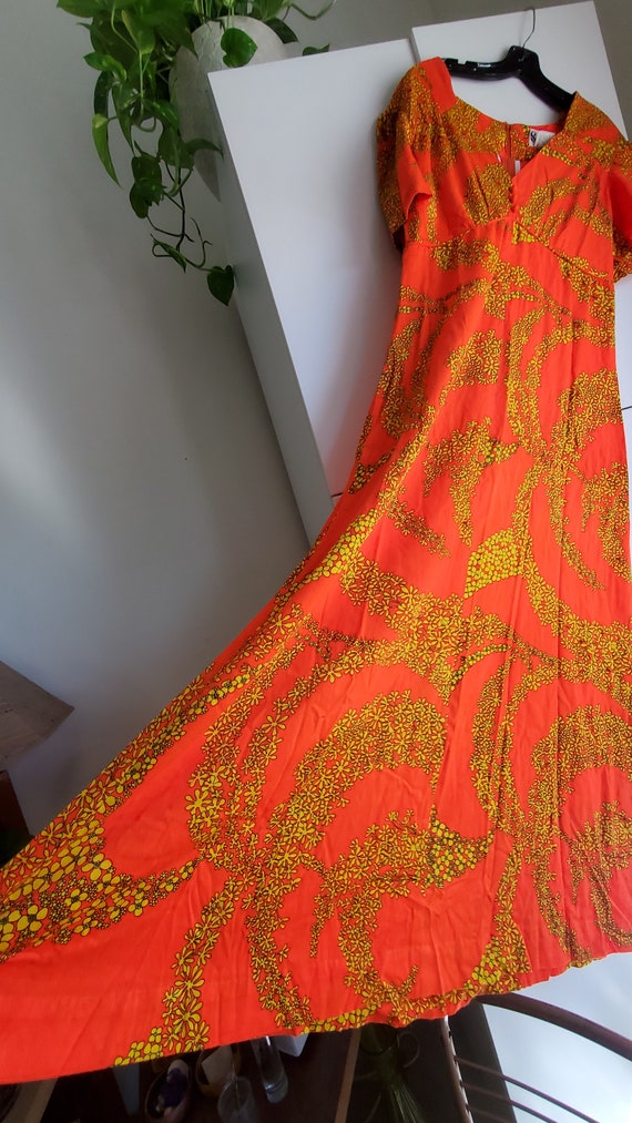 Vintage 60s Sa-Ne PSYCHEDELIC Floral Flutter Maxi… - image 6