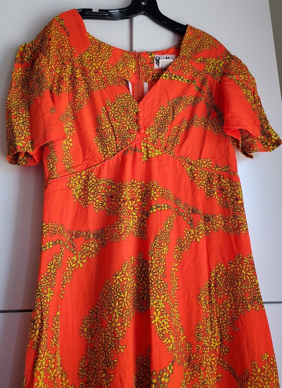 Vintage 60s Sa-Ne PSYCHEDELIC Floral Flutter Maxi… - image 8