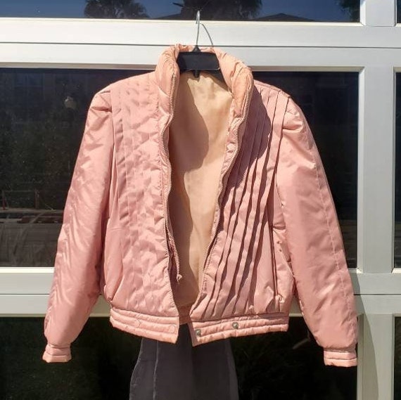Vintage 80's Dusty Rose Puffer Jacket 80s Puffy J… - image 4
