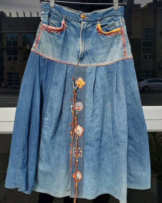 Vintage 70s FIORUCCI SAFETY JEANS Skirt 