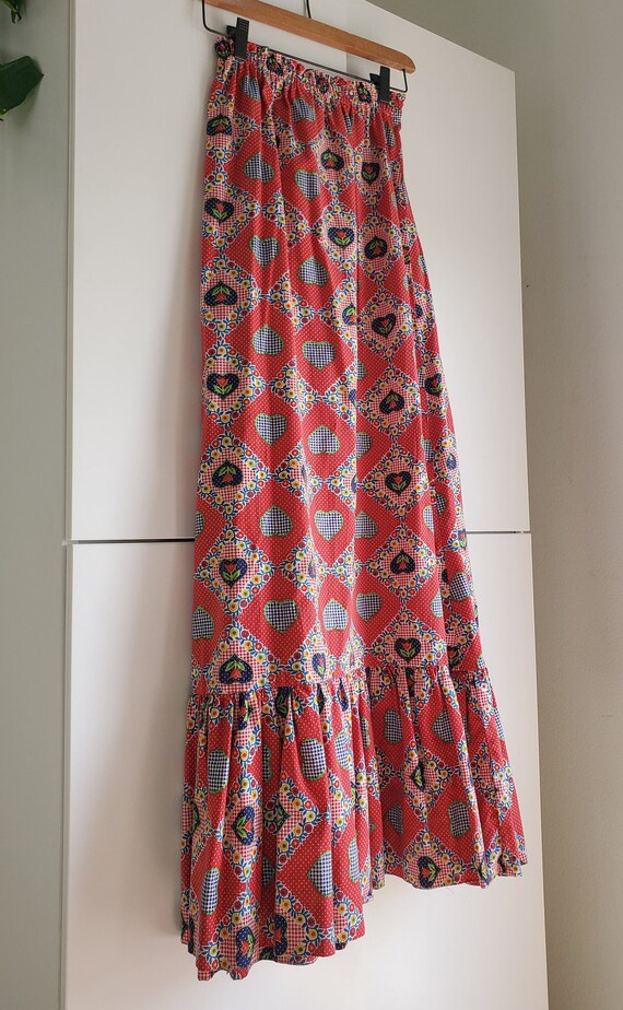 Vintage 1960s 1970s Hippie Boho Maxi Skirt Prairi… - image 5