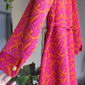 Vintage 60s 70s PSYCHEDELIC Quilted Jacket Coat MOD Hippie Op Art Neon Day Glow DAYGLO image 8