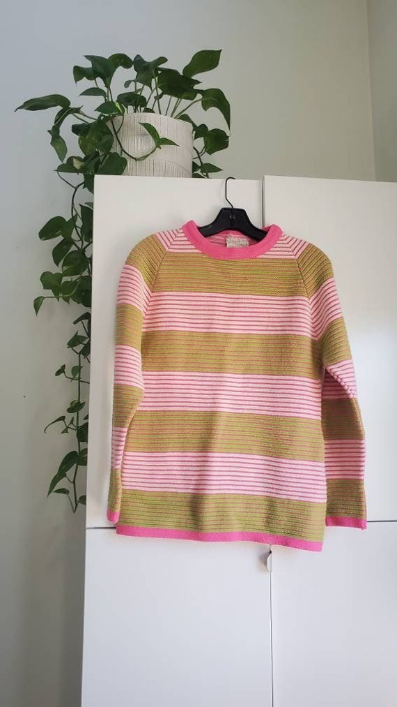 Vintage 50s 60s WHITE STAG Ski Sweater Neon Day Gl