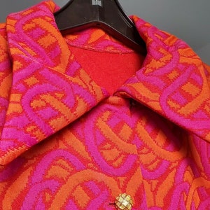 Vintage 60s 70s PSYCHEDELIC Quilted Jacket Coat MOD Hippie Op Art Neon Day Glow DAYGLO image 6