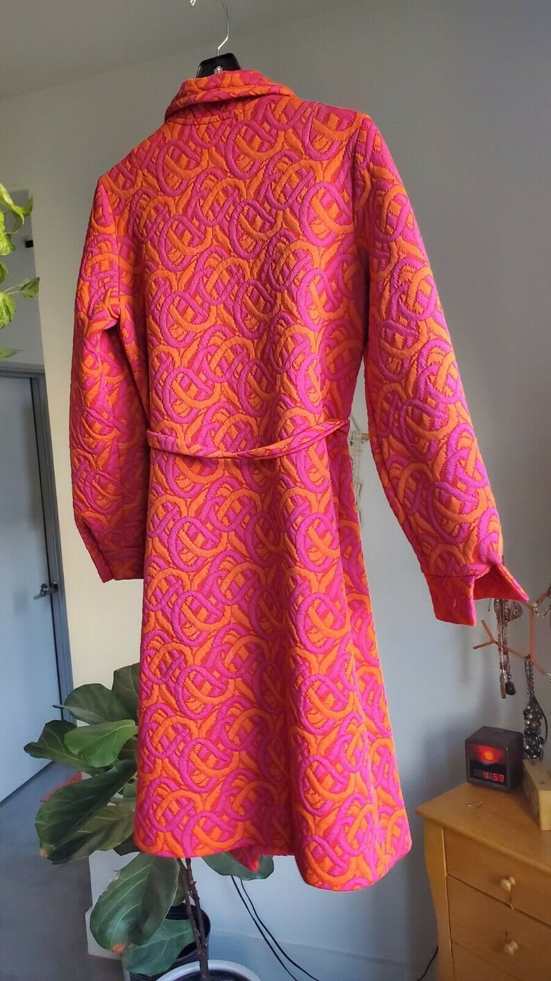 Vintage 60s 70s PSYCHEDELIC Quilted Jacket Coat MOD Hippie Op Art Neon Day Glow DAYGLO image 7