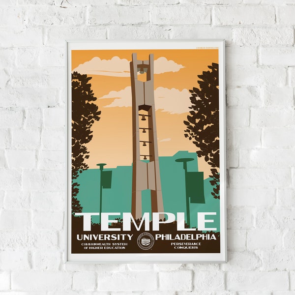 Temple University Print - Bell Tower - 11"x17"