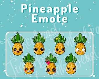 Kawaii Pineapple Emotes Clipart Twitch Discord youtube instagram 7 pack Fruit