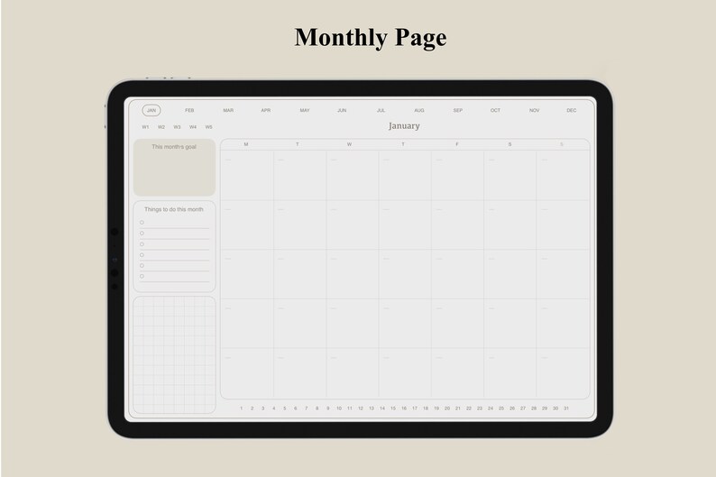 Undated Digital Planner Minimalist Digital Planner Daily Etsy