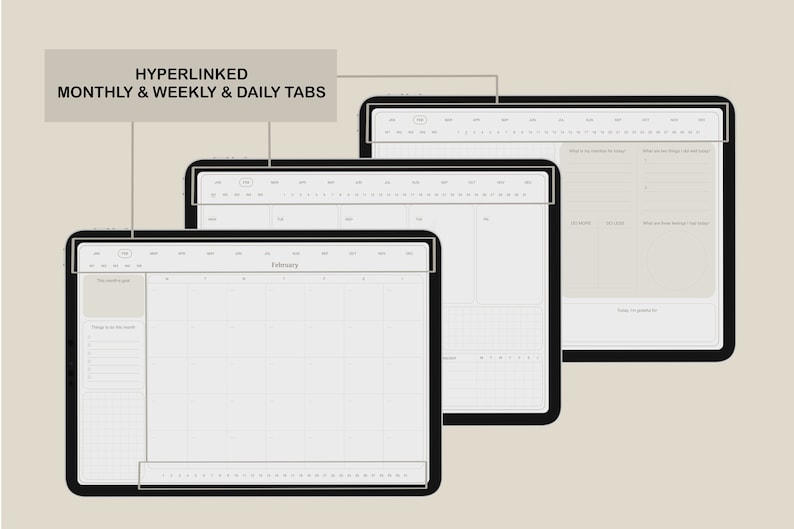 Undated Digital Planner Minimalist Digital Planner Daily Etsy
