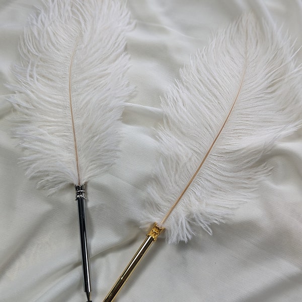 Luxury Nikkah Pen | White Ostrich Feather Pen | Gold Pen | Silver Pen | Rose Gold Pen | Wedding Guestbook Pen | Signature Contract Pen