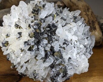 Quartz, Sphalerite and Pyrite Crystal Bed Specimen, Raw Crystal Piece