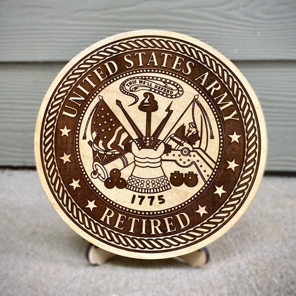 US Army Retired Wooden Plaque | Retired Veteran Gift | Army Retirement Gift | US Army Veteran Gift | Military Gift | Wooden Army Seal