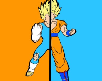 PACK 3 Illustrations from the anime series Dragon Ball Z. Drawing of Vegeta and Goku.