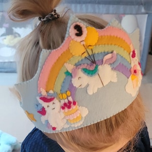 Couronne d'anniversaire - Fête licorne arc-en-ciel - Patron PDF - Téléchargement instantané