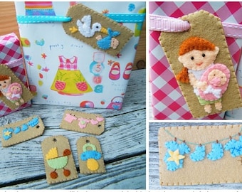 Baby shower tags - PDF pattern - sewing pattern - instant download