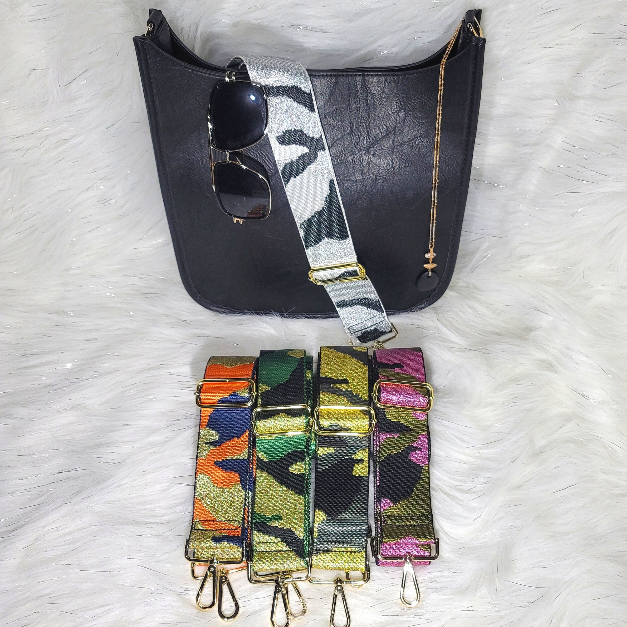 Camo Handbag + Red-Navy Twill Shoulder Strap Set