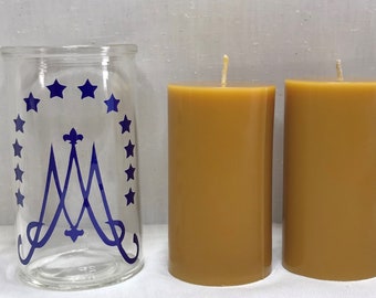 100% Pure Beeswax 3-Day Pillar Candle Glass Refills