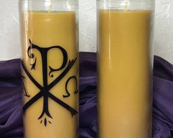 Pure Beeswax 7 Day Candles w/Optional Catholic Decals