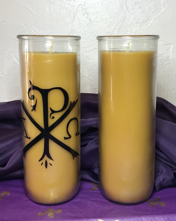 Pure Beeswax 7 Day Candles W/optional Catholic Decals Etsy
