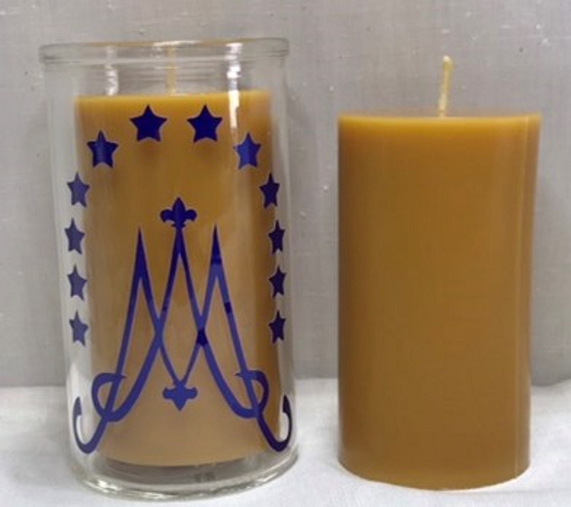 3-Wick Pure Beeswax Candle in Blown Glass - 22oz - Our Lady of