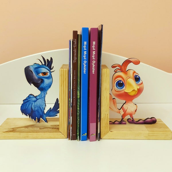 Nursery Bookends, Cute Animals Handmade Wooden Bookends for Children Bookshelf, Handcrafted Nursery Book End, Six Options, Birthday Gift