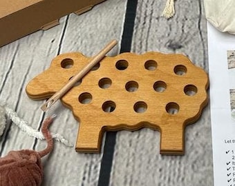 Wooden Threading Toy, Sheep Shaped Lacing Toys, Montessori Toys