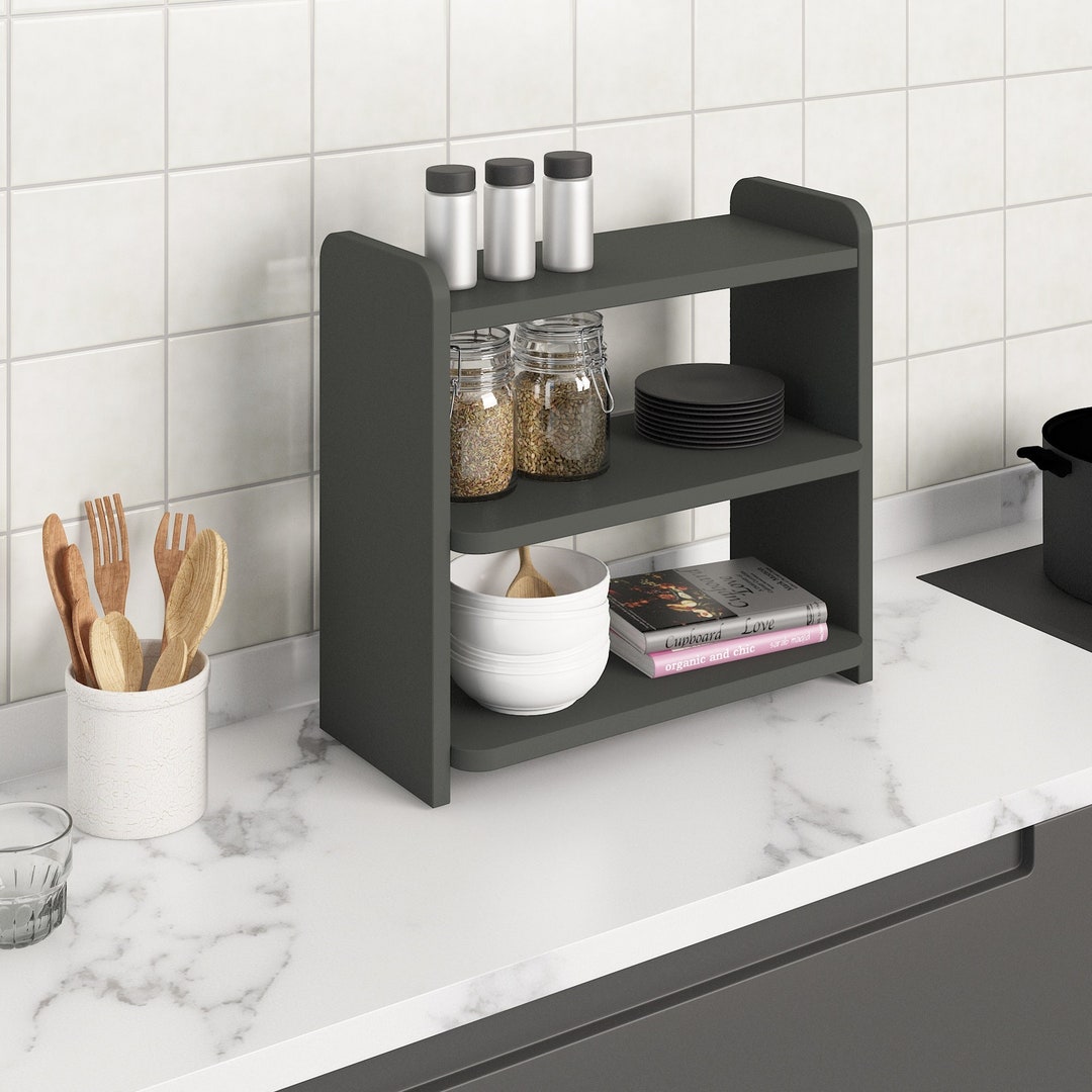 Camellia Kitchen Countertop Shelf, Wooden Kitchen Organiser, Kitchen