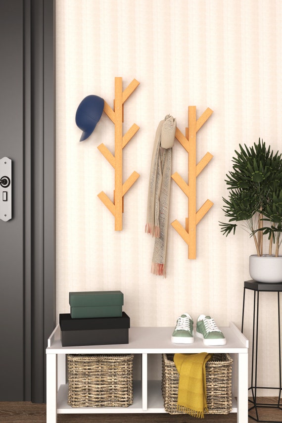 Buy Wooden Wall Coat Rack, Tree Branches Wall Mounted Coat Rack, Hanger Vertical  Hat Hooks Hanger for Hallway Bathroom Bedroom Office & Kitchen Online in  India 