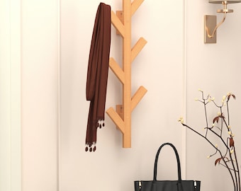 Buy Beech Wood Tree Branch Coat Rack: Wall Mounted Hat Hanger