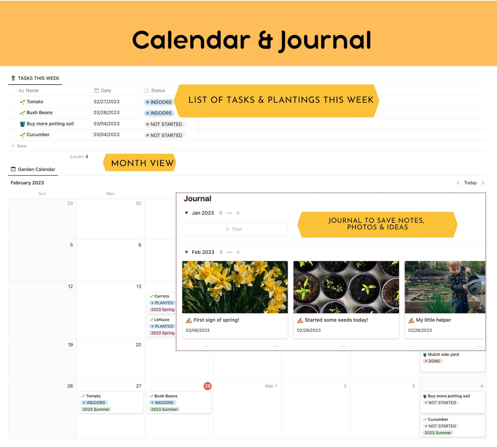 Notion Template Vegetable Garden Planner Allinone digital Etsy