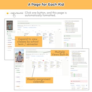 Homeschool Notion Planner Template / Online School Digital Planner Multiple Kids, Youtube Tutorials, Assignments, Attendance & More image 5