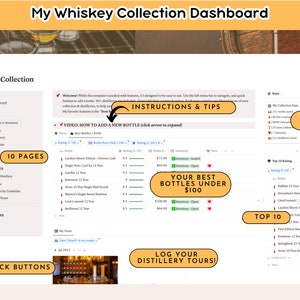 Whiskey Collection Notion Template Scotch Collection Digital Organizer, Whiskey Distilleries, Whiskey Bottle Log image 2
