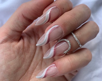 White Almond Nails Etsy