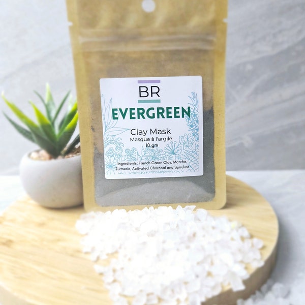 Natural Clay Face Mask "EVERGREEN" 10g Pack | All Natural and Non Toxic Blend