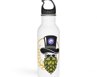 Skull With Hops Beard Ryes Against The Machine Stainless Steel Water Bottle