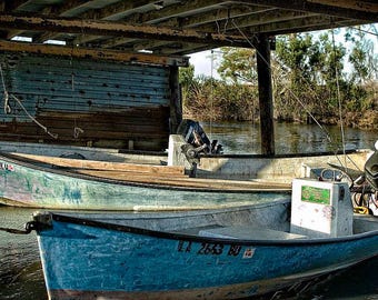 Louisiana Fishing Boats Print: Manchac Lake Scene, Archival Paper