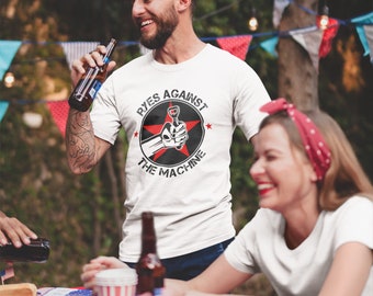 T-shirt Ryes Against The Machine Raised Fist Holding A Bottle Opener Original Design