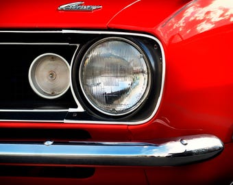 1967 Camaro Front End Print: Red Muscle Car Photography (16" x 10.5")