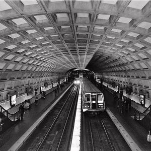 Subway In Washington DC - Unique Artistic View Original Wall Art Print on Archival Paper and Ink