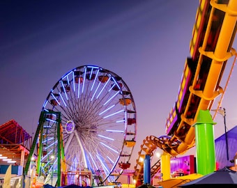 Santa Monica Pier Print: Ferris Wheel & Roller Coaster Wall Art