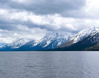 Grand Teton Mountain Range Print: Wyoming Lake Landscape Art